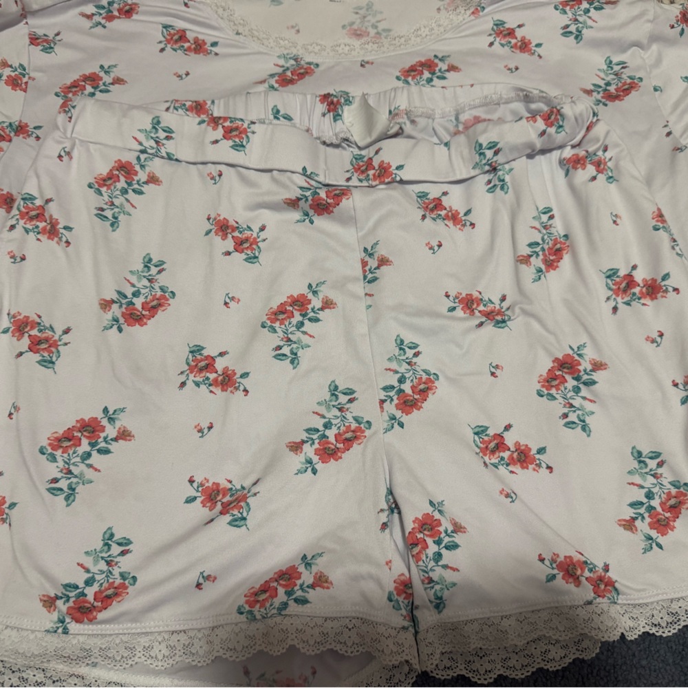 Floral Lace Trim Women's Pajama Set - Picture 3 of 4
